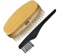 Kent MS23D Finest Men's Military Style Hair Brush - Satin and Beechwood Travel Size Base, Soft Pure White Natural Boar Bristle Ideal for Fine or Thinn