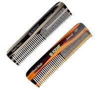 Kent OT - Peine de bolsillo, hecho a mano, de dientes finos y anchos, para hombres, mujeres y niños, peine de viaje, barba y bigote, corte de sierra y pulido a mano, fabricado en Inglaterra