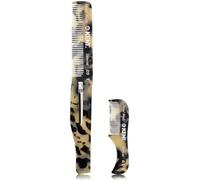 Kent Peine plegable de dientes finos 20T hecho a mano + peine de bolsillo hecho a mano para barba y bigote - Crecimiento de la barba/peine de dientes finos - alisador de barba para hombres y kit de