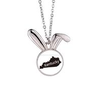 Kentucky - Collar con colgante de conejo con diseño de mapa de ameusa