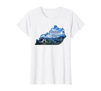 Kentucky State Pride Baptized in Blue Stained Glass Camiseta gráfica económica, Mujer, Blanco, S