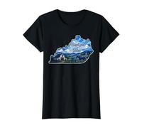 Kentucky State Pride Baptized in Blue Stained Glass Camiseta gráfica económica, Mujer, Negro, XL