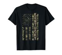 Kentucky United States Distressed Camo w US Flag Camiseta
