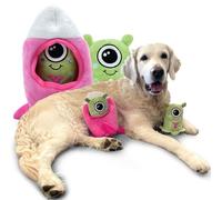 Kenuak® Aliens y Cohete para Perros, Juguetes para Perros Grandes y Pequeños Espaciales, Set Peluche Perro, Juegos para Perros Interactivos, Juguete Perro Chirriante, Juguetes Perro Resistentes