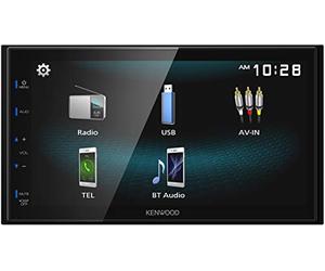 KENWOOD DMX125BT 6.8 pulgadas LCD pantalla táctil digital estéreo para coche, audio Bluetooth y llamadas manos libres, doble DIN, USB, entrada de cámara trasera, radio AM/FM