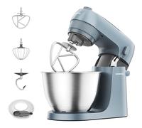Kenwood Go KZM35.000GY Amasadora con Diseño Compacto y Bol de 4L, 3 Accesorios para Mezclar, 6 Velocidades, 30 cm de Alto y Asa para Transportar, Potencia 800W, Color Azul Tormenta