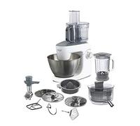 Kenwood KHH326 - Robot de Cocina Multifunción 1000W, 4,3L, Mezcla, Bate, Amasa, Batidora de Vaso 1.5L, Procesador Alimentos 1.4L, 3 Discos, Exprimidor, Picadora, Licuadora, Plata/Blanco