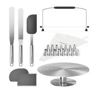 Kenwood KWSD100 Decorating - Juego de repostería, bandeja para tartas de acero inoxidable, espátulas, bolsa y manga para decoración de acero inoxidable