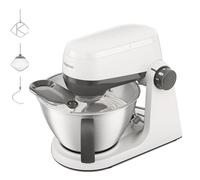 Kenwood Multi Tasker - Robot de Cocina con Cabezal Elevable, Bol 4,3L, Capacidad 1,7 kg de Masa, Amasadora y Batidora de Vaso con Conexión para Accesorios y Tapa Antisalpicaduras, Blanco (KHC30.000WH)