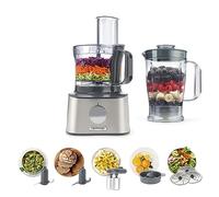 Kenwood MultiPro Compact FDM301 - Procesador de Alimentos y Blender con 8 Accesorios, Cuchillas de Acero Inoxidable, Potencia 800 W, Capacidad 2.1 litros, 2 Velocidades, Negro/Plata