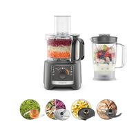 Kenwood MultiPro Compact FDP31.170GY, robot culinario, función amasadora y disco cortador, licuadora de 1,2 L, 2 velocidades + pulse, cuenco 2,1 L, 800 W, gris