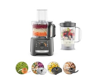 Kenwood MultiPro Compact FDP31.170GY, robot culinario, función amasadora y disco cortador, licuadora de 1,2 L, 2 velocidades + pulse, cuenco 2,1 L, 800 W, gris