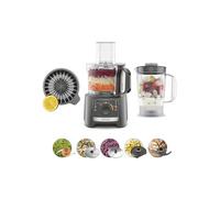 Kenwood MultiPro Compact FDP31.360GY, procesador de alimentos, disco de amasado y rebanado, prensa de cítricos, licuadora 1.2L, 2 velocidades + pulso, cuenco 2.1L, 800W, gris