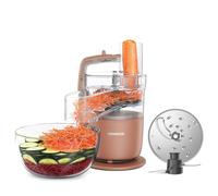 Kenwood MultiPro Go FDP22 130RD Picado, triturador, puré, amasado y amasado de masa con Express Serve, tazón de 1,3 l, hoja de cuchillo, disco de corte y rallador de 4 mm, 650 W, arcilla roja