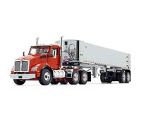 Kenworth T880 coleccionable a escala 1/50 de First Gear, fundido a presi n, color naranja quemado/cromado, con remolque basculante East Genesis E