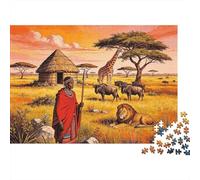 Kenya Savanna 1000 Piezas Puzzle Reciclado African Wildlife Mayores Puzzles Accesorios para Juego de Fiesta Developing Niños y Niñas‘s Intelligence Educational Fun 70x50cm/1000pcs