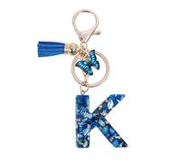 KENYG Encantadora resina acrílica 26 letras A-Z mariposa borla colgante llavero regalo para la hija de una niña amiga hermana madre cumpleaños Navidad (K)