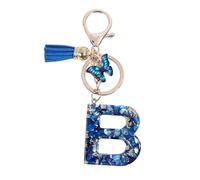 KENYG Encantadora resina acrílica 26 letras A-Z mariposa borla colgante llavero regalo para la hija de una niña amiga hermana madre cumpleaños Navidad (B)