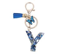 KENYG Encantadora resina acrílica 26 letras A-Z mariposa borla colgante llavero regalo para la hija de una niña amiga hermana madre cumpleaños Navidad (Y)