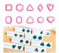 Keoker Cortadores de arcilla polimérica, cortadores de arcilla geométrica, cortadores de arcilla polimérica para hacer aretes, joyas, 10 formas de cortadores de aretes de arcilla regular