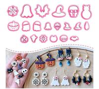 KEOKER Cortadores de Arcilla Polimérica para Halloween - 20 Formas para Hacer Aretes y Joyas de Calabaza