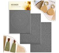 Keoker Juego de sábanas de textura bohemia, funciona con cortador de arcilla polimérica bohemio, el mismo efecto que el rodillo de textura de arcilla polimérica, (1-3)