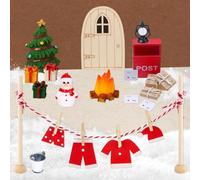 KEORHEZ 28 Piezas Juego De Puerta De Duende Elfo Gnomo Navidad Casa Elfo Navidad Adecuado para Regalos Navideños para Niños Incluida Ropa Navideña Mini Buzones Puertas De Elfos Muñecos De Nieve Etc