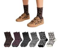 KEORHEZ 6 Pares Calcetines Leopardo Mujer Calcetines Leopardo Algodón Transpirables Modernos Y Novedosos Con Estampado Para El Tiempo Libre Regalo Casual Para Todos Los Días Tallas 36-42