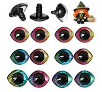 KEORHEZ Ojos de seguridad para animales de ganchillo, 6 pares, ojos amigurumi de colores, ojos para animales de ganchillo, ojos de seguridad 3D, con arandelas y purpurina, adecuados para peluches