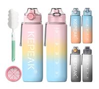KEPEAK Botella Agua, Botella Agua Gimnasio 1L con Colador, Botella Bicicleta sin BPA Reutilizable Sello de Silicona, Botella de Agua Deportiva Duradero para Oficina, Escuela, Exterior
