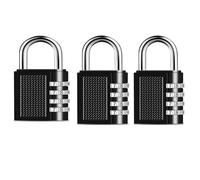 KEPEAK Paquete de 3 bloques de combinación de 4 dígitos para armario, puerta, puerta de garaje, jardín, taquilla, escuela y taquilla, cerradura de código numérico resistente (negro)