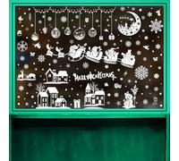 KEPKKU Pegatinas Navidad Ventanas Cristal Reutilizables, Pegatinas Copos de Nieve Blanco Imágenes para Ventanas de Navidad,9 Hojas Decoración Navideña Pegatina Adornos Navideños para Hogar/Escaparates