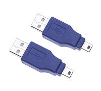 Keple 2 Piezas 2.0 USB Macho A USB Mini 5 Pin Adapter Tipo A Macho A Macho Mini B Conector Acoplador Conector Adaptador De Convertidor Corto para PC, Computadoras (Paquete De 2)