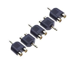 Keple 2X RCA Stereo Converter a 3,5 mm Mono, Adaptador de Audio, Divisor en Y, Conector Macho de 3,5 mm con un Anillo Macho a 2 x conexión Hembra RCA Phono (Paquete de 5)