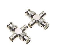 Keple Adaptador de 4 vías de Clavijas BNC a Tomas BNC con Cuerpo de latón niquelado - Adaptador de Conector Divisor coaxial de 2 Clavijas BNC a 2 Tomas BNC, Conectores en T de Cable - Paquete de 2