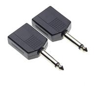 Keple Adaptador de Clavija Mono de 6,35 mm a 2 Tomas gemelas Mono de 6,35 mm Adaptador Doble Mono 1/4 Y, Paquete de 2