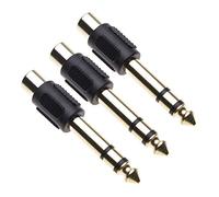Keple Adaptador RCA de 6.35 mm a 1, Conector de 1/4 Pulgada a un Conector de Fono, Conector Macho estéreo a Hembra RCA, convertidor TRS Chapado en Oro (Paquete de 3)