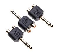 Keple Adaptador RCA de 6.35 mm a 2x, conector estéreo TRS macho a conector phono doble, puerto de auriculares de 1/4 pulgada a dos Phonos, divisor de audio y audio chapado en oro (paquete de 3)