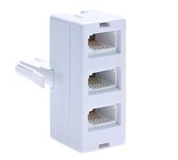 Keple BT Enchufe de teléfono 3 Separador de caminos | Hembra a BS6312 431A Enchufe macho | Cable UK Adaptador Puerto fijo Convertidor Extender FAX Modem Corded Cordless Phone | 4 hilos | Blanco