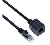 Keple Cable de extensión Ethernet 3 m Cat6 adaptador macho a hembra RJ45 - Conector de red compatible con Cat5 Cat5e PC portátil router módem switch TV impresora cámaras CCTV (Negro)