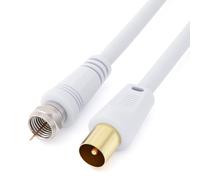 Keple Coaxial aéreo F Connector Macho Plug to RF M-Macho Cable for Satélite Sat Freesat Sky Virgin BT TV HDTV DVB DVD Radio/Coax de Antena Televisión Cable de banda ancha - 2 m Blanco