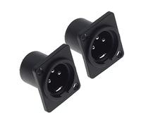 Keple Conector XLR De 3 Polos para Chasis - Conector Macho De 3 Polos para Soldar En Panel para Micrófono Y Altavoz - Paquete De 2