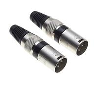 Keple Enchufe XLR De 3 Polos, Negro - Enchufe Macho Para Audio Y Micrófono DMX, Adaptador Con Mellado, Montaje De Cable - Paquete De 2