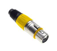 Keple Enchufe XLR De 5 Polos, Amarillo - Enchufe Hembra para Micrófono De Audio DMX, Adaptador Mellado, Conector De Construcción Metálica con Carcasa De Plástico