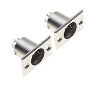 Keple Enchufe XLR De 5 Polos - Conector Macho De 5 Polos para Montaje En Panel con Marco Rectangular De Montaje Niquelado, Toma De Altavoz para Micrófono - Paquete De 2