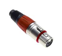 Keple Enchufe XLR De 5 Polos, Rojo - Enchufe Hembra para Micrófono De Audio DMX, Adaptador Mellado, Conector De Construcción Metálica con Carcasa De Plástico