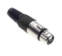 Keple Toma XLR De 3 Polos, Negra - Toma Hembra para Micrófono De Audio DMX, Adaptador Mellado, Conector De Construcción Metálica con Carcasa De Plástico