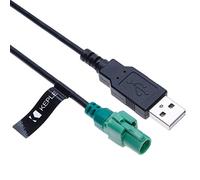 Keple USB a 4 Pines Conector de Cabeza Arnés de Cable AUX 2.0 Macho a Hembra 3.5 mm Jack Adaptador de Redondo | Compatible con navegación para Coche Volkswagen Golf Jetta Passat Tiguan Vehicle | 1.5m