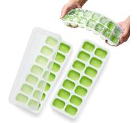 KEPLIN 2 bandejas de silicona para cubitos de hielo con tapas antiderrames, bandeja fácil de quitar, certificado LFGB, sin BPA, moldes de silicona flexibles para cubitos de hielo, fiestas, bebidas,