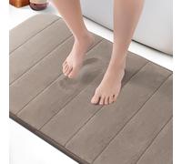 KEPLIN Alfombra de baño de Espuma viscoelástica, ultrasuave, Absorbente y Antideslizante, Lavable a máquina, Alfombra de baño Grande para Suelos de baño y Aseo (Beige, 60 x 90 cm)